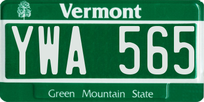 VT license plate YWA565