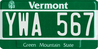 VT license plate YWA567