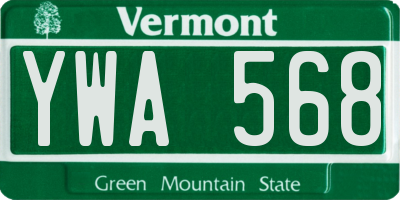 VT license plate YWA568