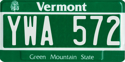 VT license plate YWA572