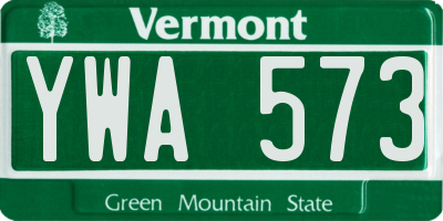 VT license plate YWA573