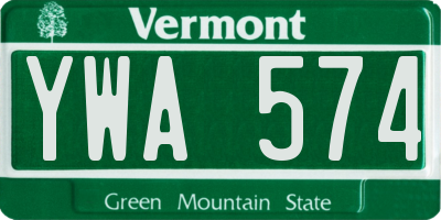 VT license plate YWA574
