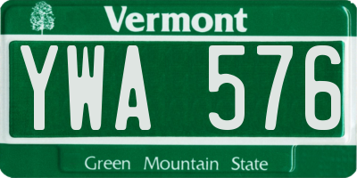 VT license plate YWA576