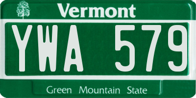 VT license plate YWA579
