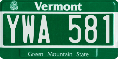 VT license plate YWA581