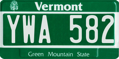 VT license plate YWA582