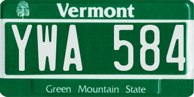 VT license plate YWA584