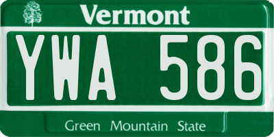 VT license plate YWA586