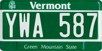 VT license plate YWA587