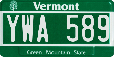 VT license plate YWA589