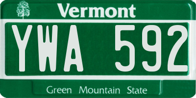 VT license plate YWA592