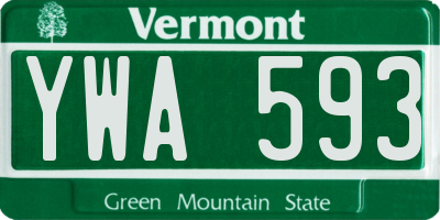 VT license plate YWA593