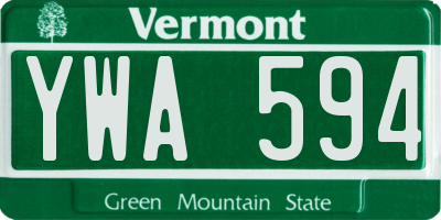 VT license plate YWA594