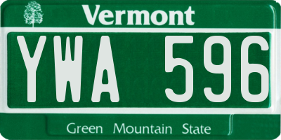 VT license plate YWA596