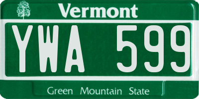 VT license plate YWA599