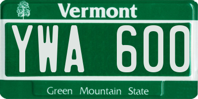 VT license plate YWA600