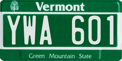 VT license plate YWA601