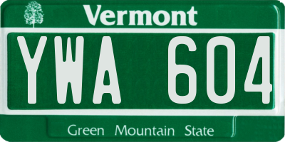 VT license plate YWA604