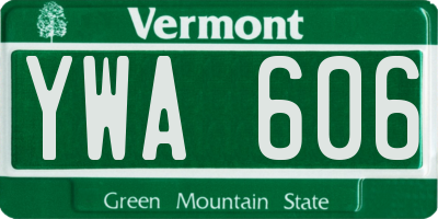 VT license plate YWA606