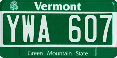 VT license plate YWA607