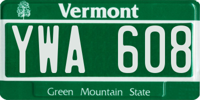 VT license plate YWA608