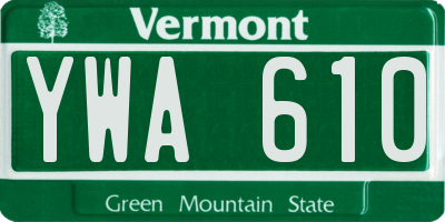 VT license plate YWA610