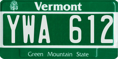VT license plate YWA612