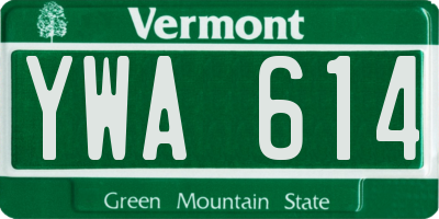 VT license plate YWA614