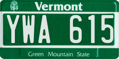 VT license plate YWA615