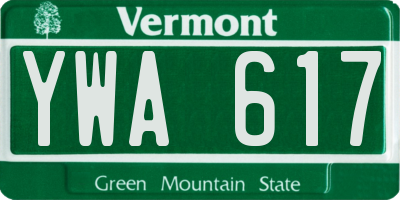 VT license plate YWA617