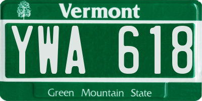 VT license plate YWA618