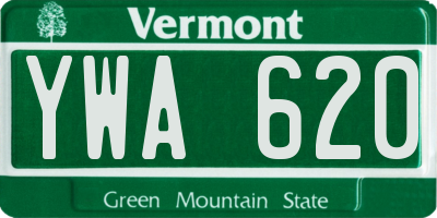 VT license plate YWA620