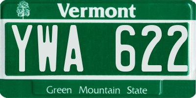 VT license plate YWA622
