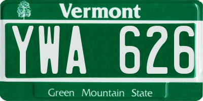 VT license plate YWA626