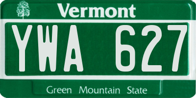 VT license plate YWA627