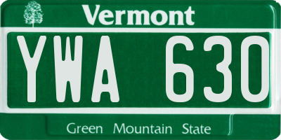 VT license plate YWA630