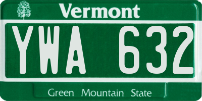 VT license plate YWA632