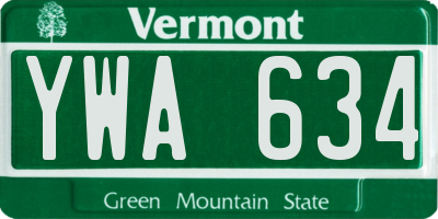 VT license plate YWA634