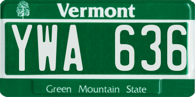 VT license plate YWA636