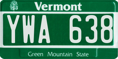 VT license plate YWA638