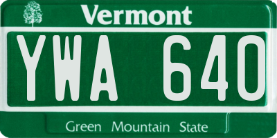 VT license plate YWA640