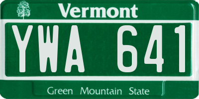 VT license plate YWA641