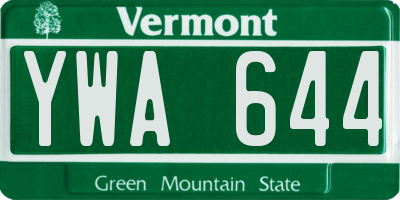 VT license plate YWA644