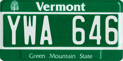 VT license plate YWA646