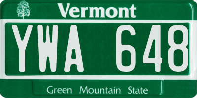 VT license plate YWA648