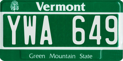 VT license plate YWA649