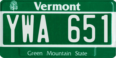 VT license plate YWA651