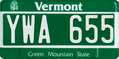 VT license plate YWA655