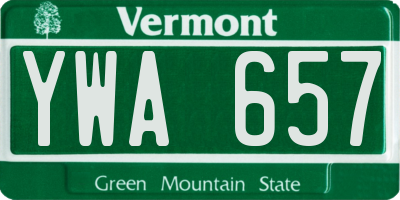 VT license plate YWA657