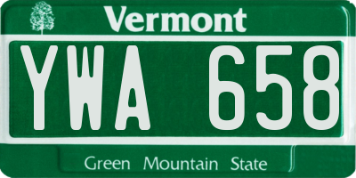 VT license plate YWA658